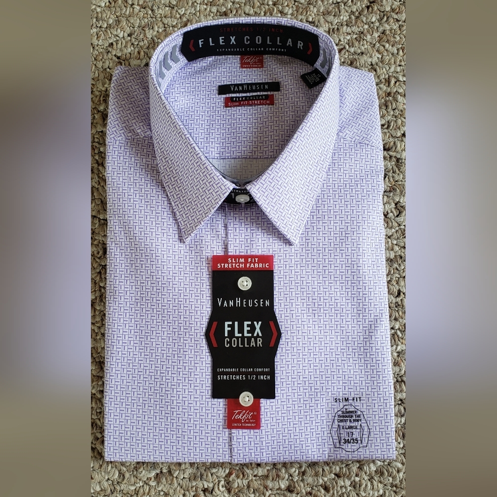 Van Heusen Slim Fit Flex Collor Button-Down Dress Shirt Men Myrtle XL 17 - 34/35